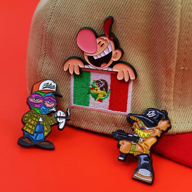 Retro New Metal Painted Mexican Decorative Creative Era Cartoon Enamel Hat Pins Brooches Ornamens Fashion Badge Pines Para Gorra