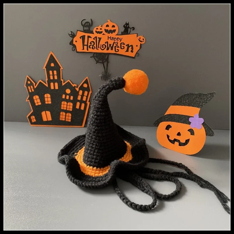 

Halloween pet witch hat cat hat pumpkin shaped photo black series dog decorative hat