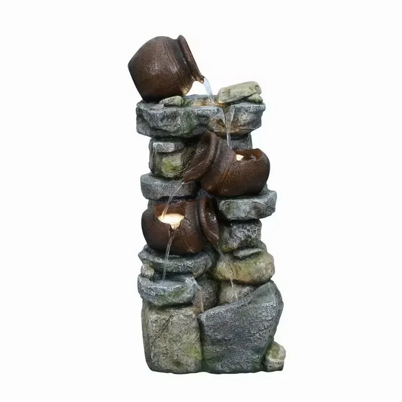 Innovative Polyresin 4 Tier Pot Shape Front Yard Large Waterfall Fountains Garden Decoration outdoor water feature