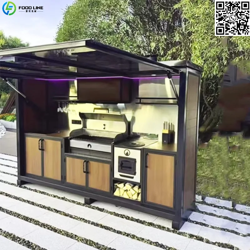 Factory Direct Outdoor Cooking Use Premium Style Outdoor Kitchen Combined Sink and Fridge Garden Kitchens Rust Corten Steel