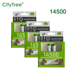 14500 Battery USB C 3.7v Lithium Rechargeable 700mAh High Current AA Batteries Cell for Led Flashlight Headlamps Torch Mouse