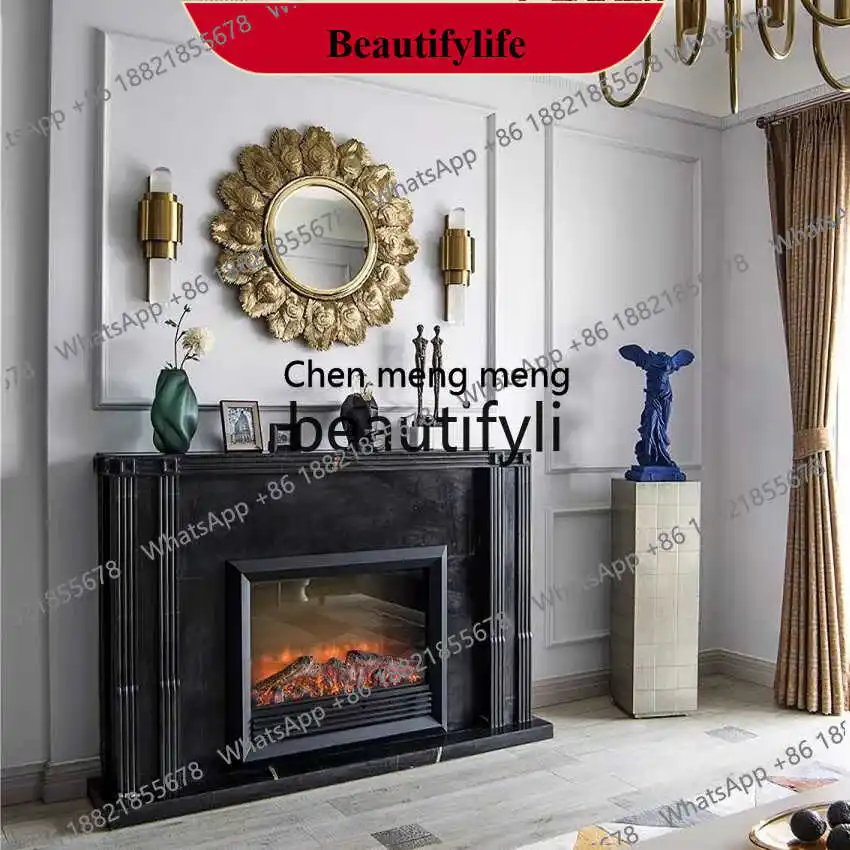 Z183 European Classical Style Fireplace Mantel Background Wall french American Style Entrance TV Cabinet