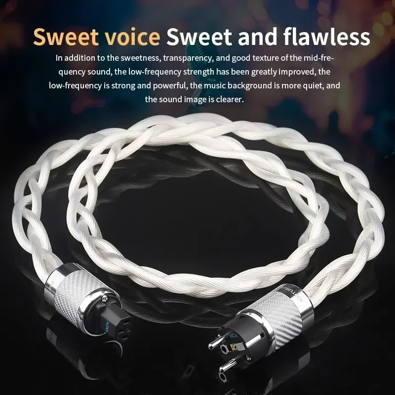 HiFi Audio Power Cable 5N OCC Silver Plated Copper C13 AC Power Cord Carbon Fiber AU & US & EU Plug