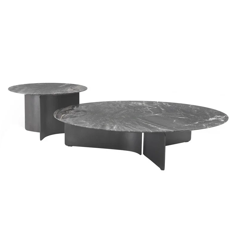

Italian Minimalist Stainless Steel round Marble Metal Light Luxury Coffee Table