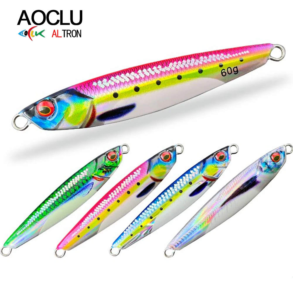 

AOCLU 60g 80g Slow Jigging Lure Glow Casting Jig Lures Fishing Baits Metal Jig Lures Fishing Tackle Saltwater Sea Fish Hooks