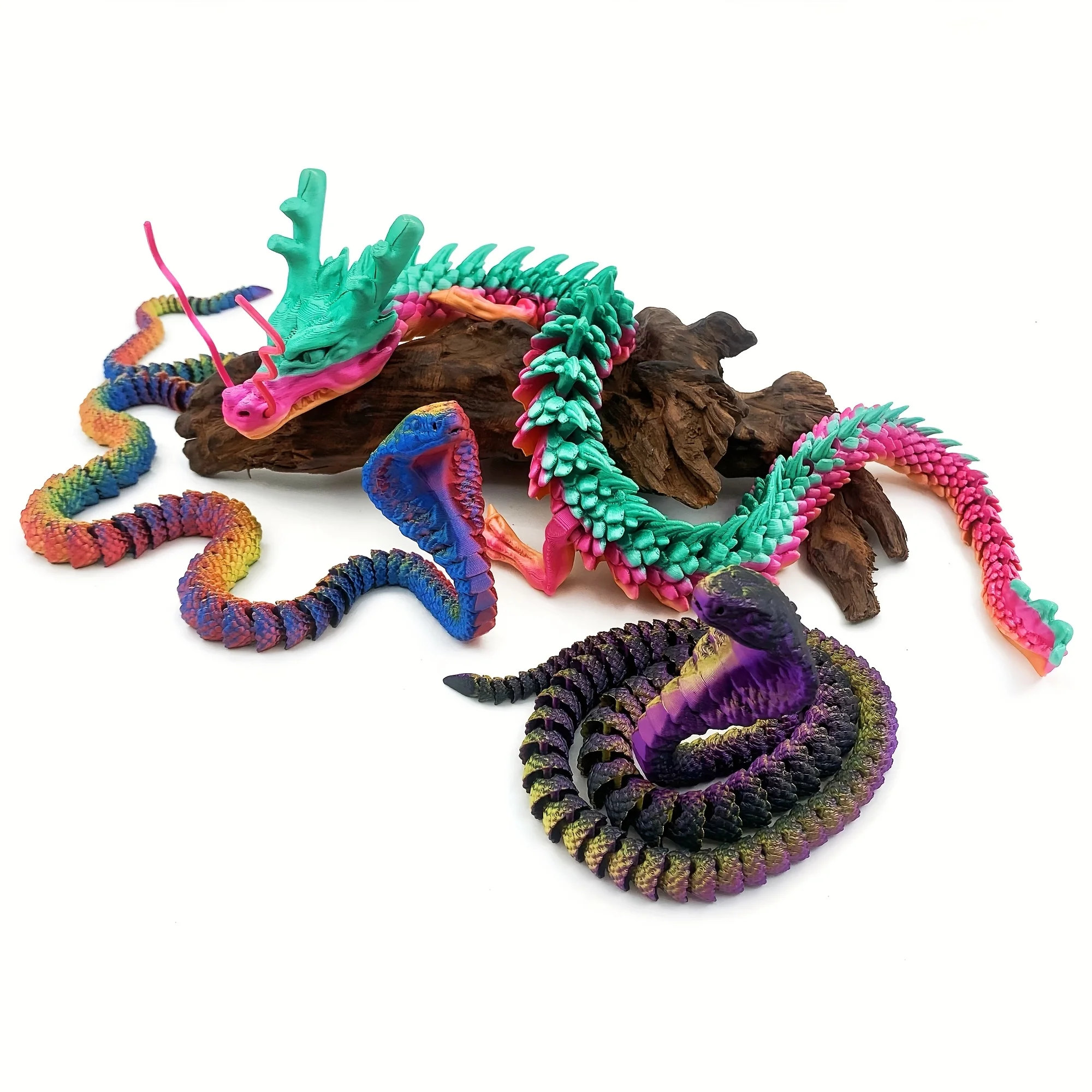 

3D printing 60cm divine dragon+60cm cobra statue integrated joint figurine model as a delicate gift for home decoration statues