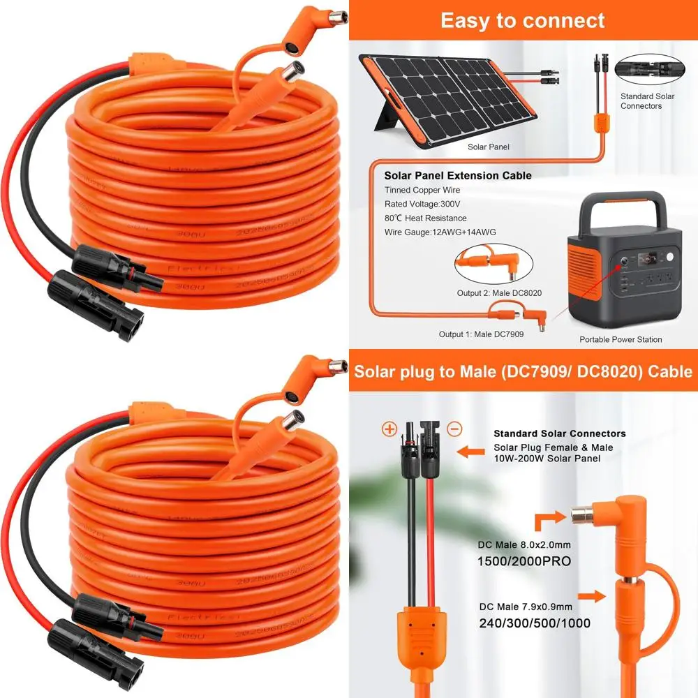 

50T R Panel DC 8mm Adapter Cable, 12AWG+14AWG Cable Cord with DC8020/7909, Compatible with Portable Power Station, Generator