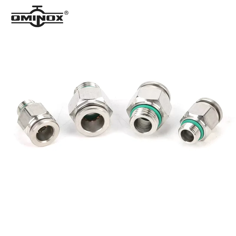 

QMINOX SS304 stainless steel air joint quick connector G thread with washer 4/6/8/10/12mm push in hose pneumatic joint PC-G