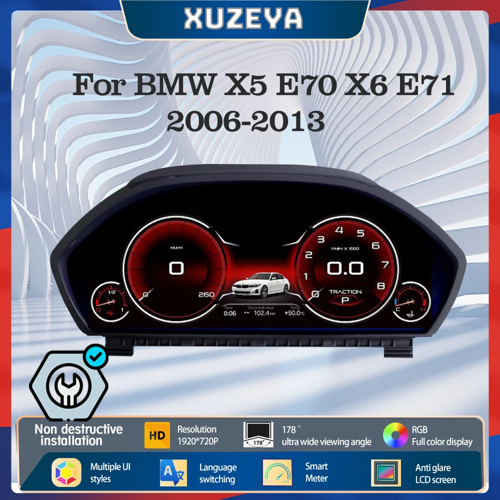 12.3'' Digital Instrument Cluster for BMW X5 E70 X6 E71 2006-2013 CCC CIC Odometer, HUD Instrument Cluster, Speedometer Cluster