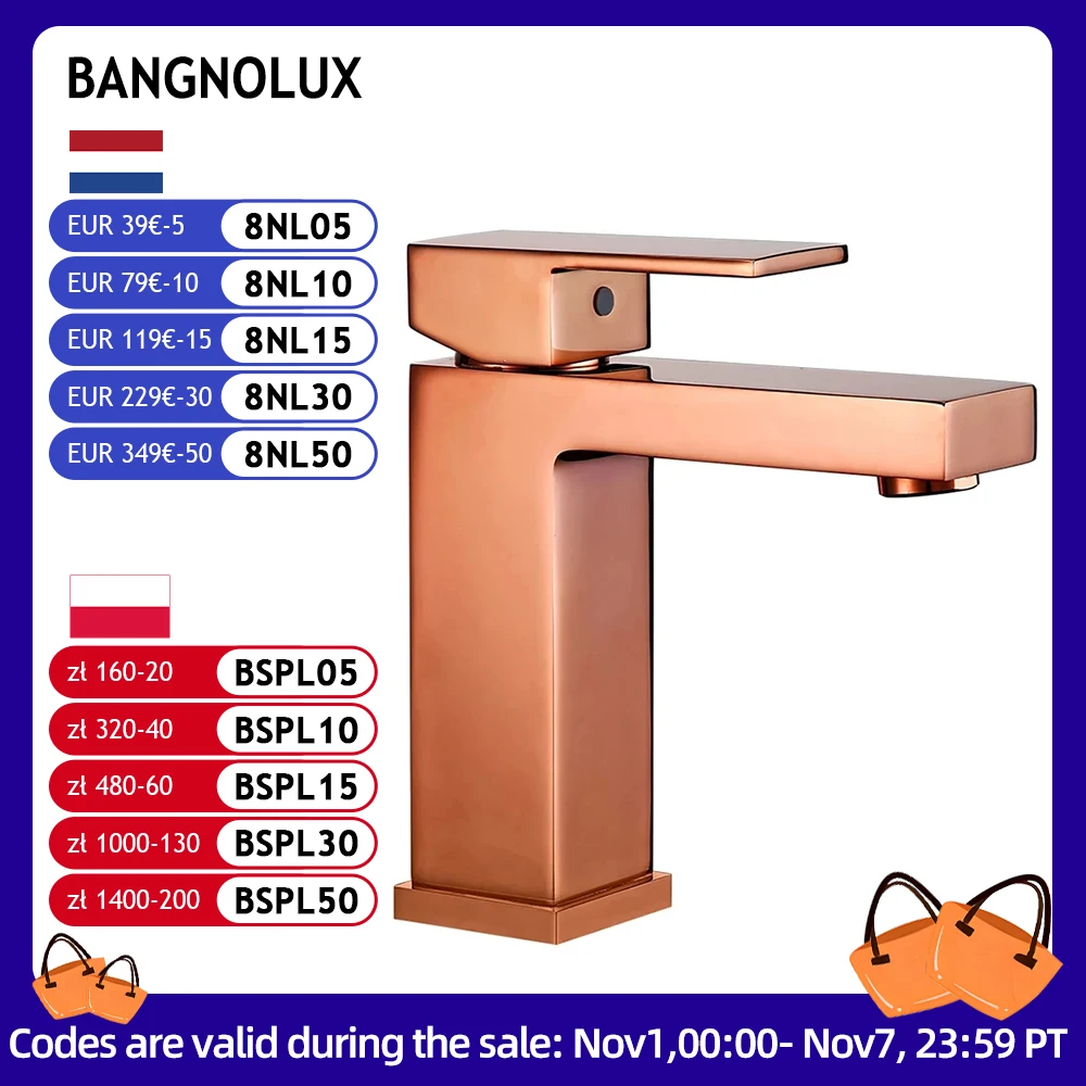 

Bagnolux Rose Gold Single Hole Deck Mounted Brass A Handle Cold Hot Mixer Sink Tap Basin Water Tapware Bathroom Faucet