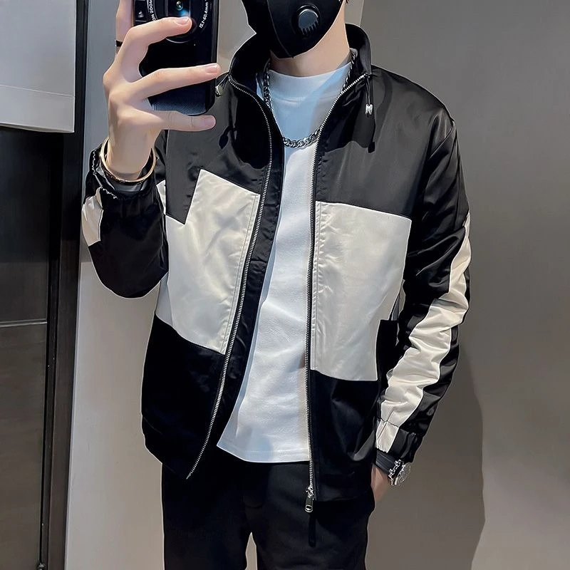 

Мужская осенне-зимняя куртка с воротником-пилот, 2025 г., корейский стиль, утолщенная водостойкая верхняя одежда с цветными блоками, мужская новинка