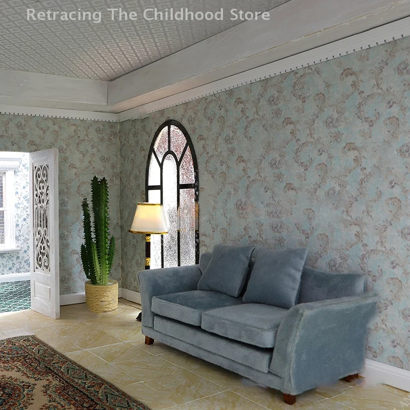 Papel de pared impreso para casa de muñecas, 1 metro, 1/12, revestimiento de suelo, pegatina de fondo para casa de muñecas, decoración, accesorios de construcción de microescena