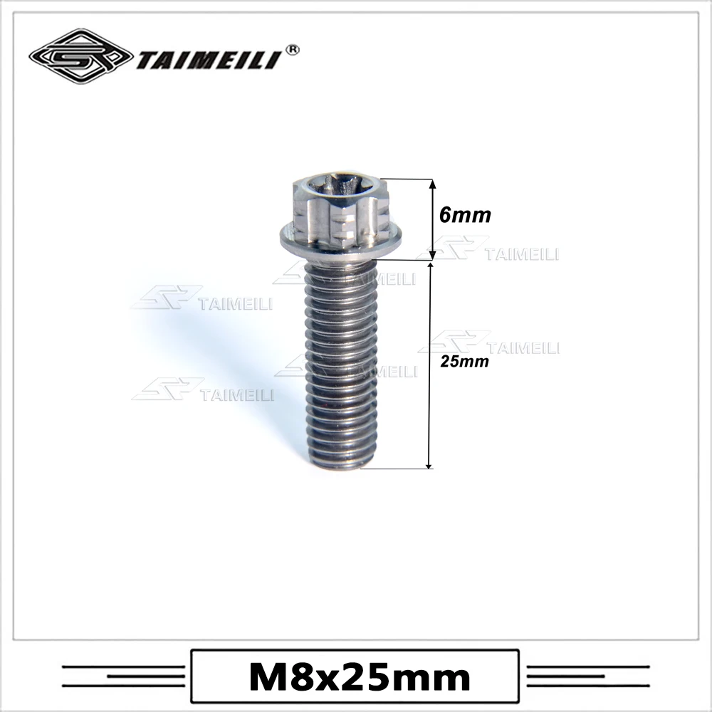 TAIMEILI Titanium screw, torx head flange screw, m8x15/20/25/30/35/40/45/50--90mm thread pitch, 1.25 motorcycle screw