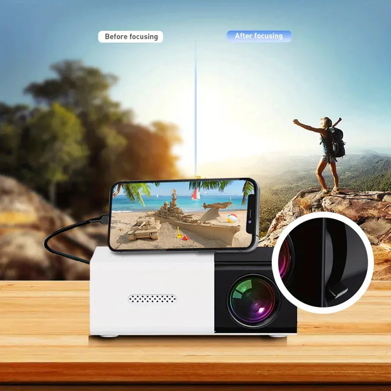 

YG300 new mobile wireless mobile phone projector USB charger power home portable bedroom home theater, outdoor, indoor use