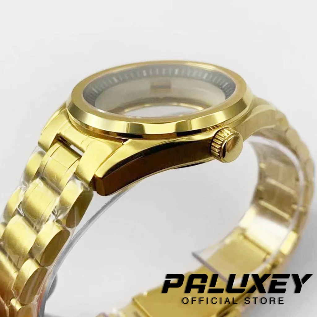 Gold NH35 GS 40mm Sapphire Glass Stainless Steel Gold Bracelet With Chapter Ring Watch Case for NH35 NH36 NH34 NH38 Movement