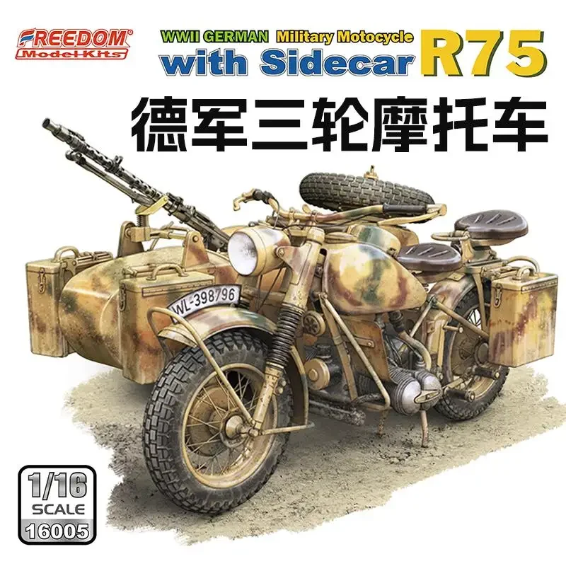 

Freedom 16005 1/16 Scale WWII German Military Motocycle R75 with Sidecar Model Kit