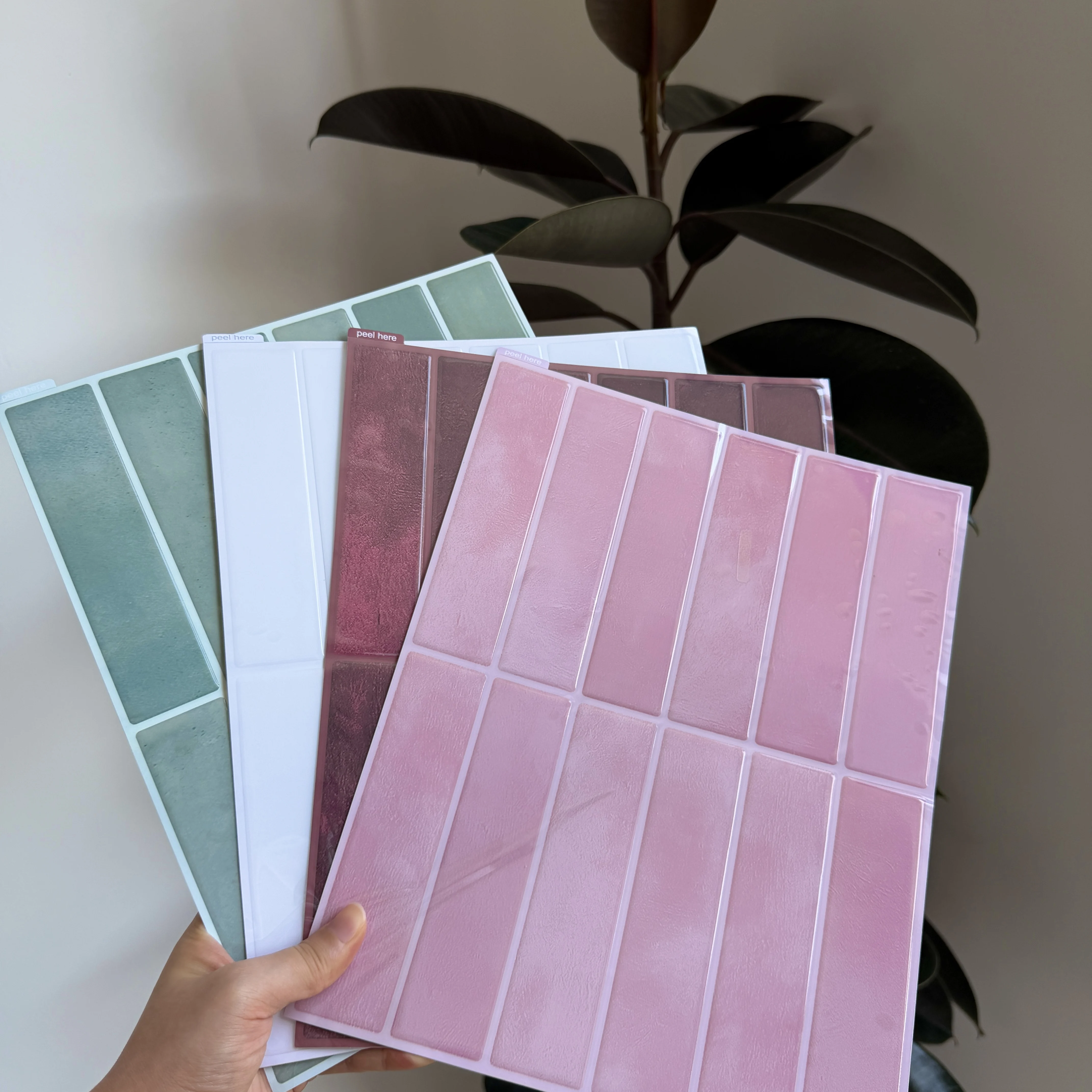 Waterproof Heat Resistant Wall Tiles Stickers Self-Adhesive Peel & Stick Kitchen Backsplash PVC Decals for Wall Renovation Decor