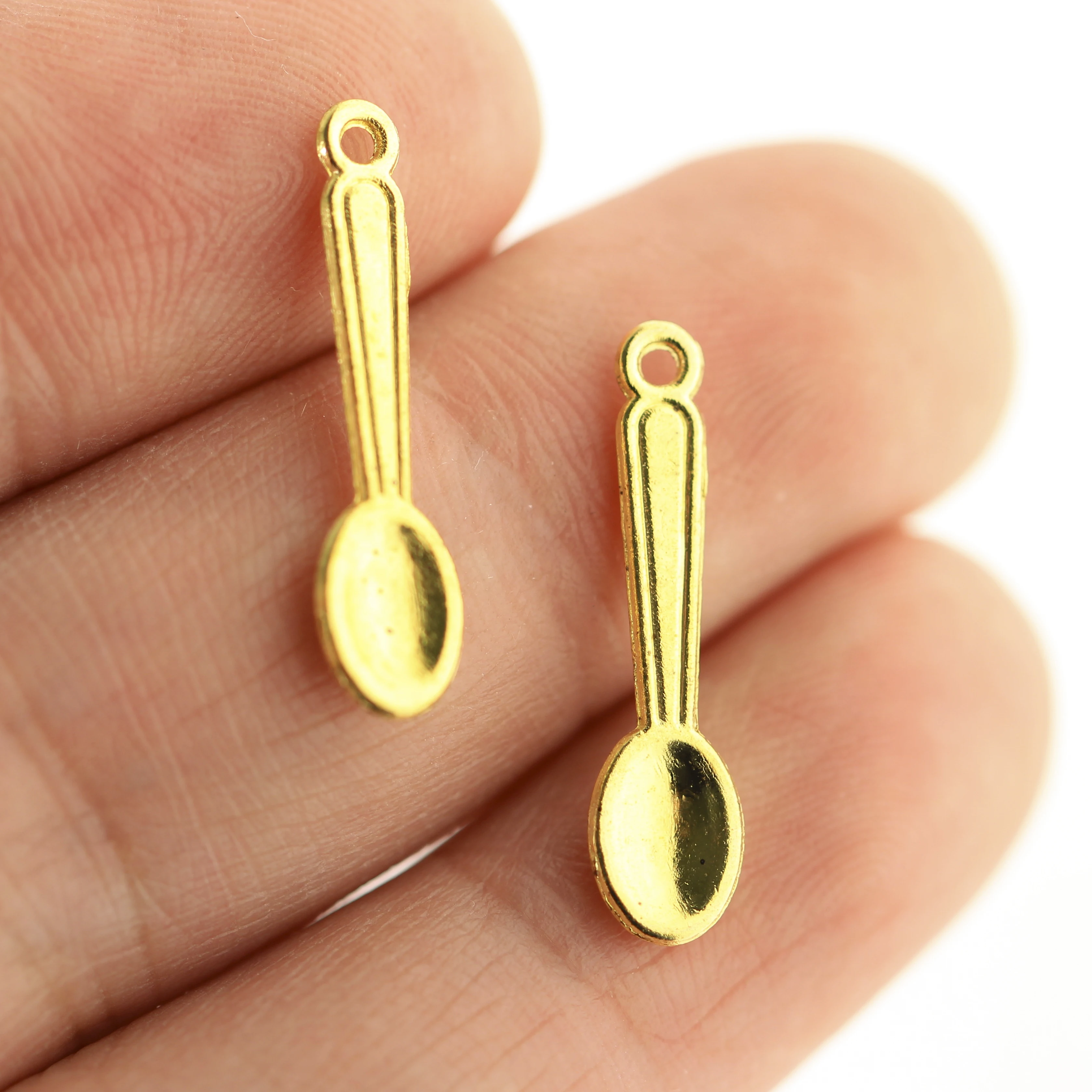 28pcs 20X8mm Antique Tibetan Silver Gold Color Charms Bracelet Necklace Pendant New Fashion Spoon Kitchen Knife