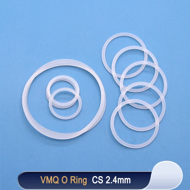 

10/50pcs VMQ O Ring Gasket CS 2.4mm OD 6 ~ 60mm White Waterproof Washer Round O Shape Silicone Ring Food Grade