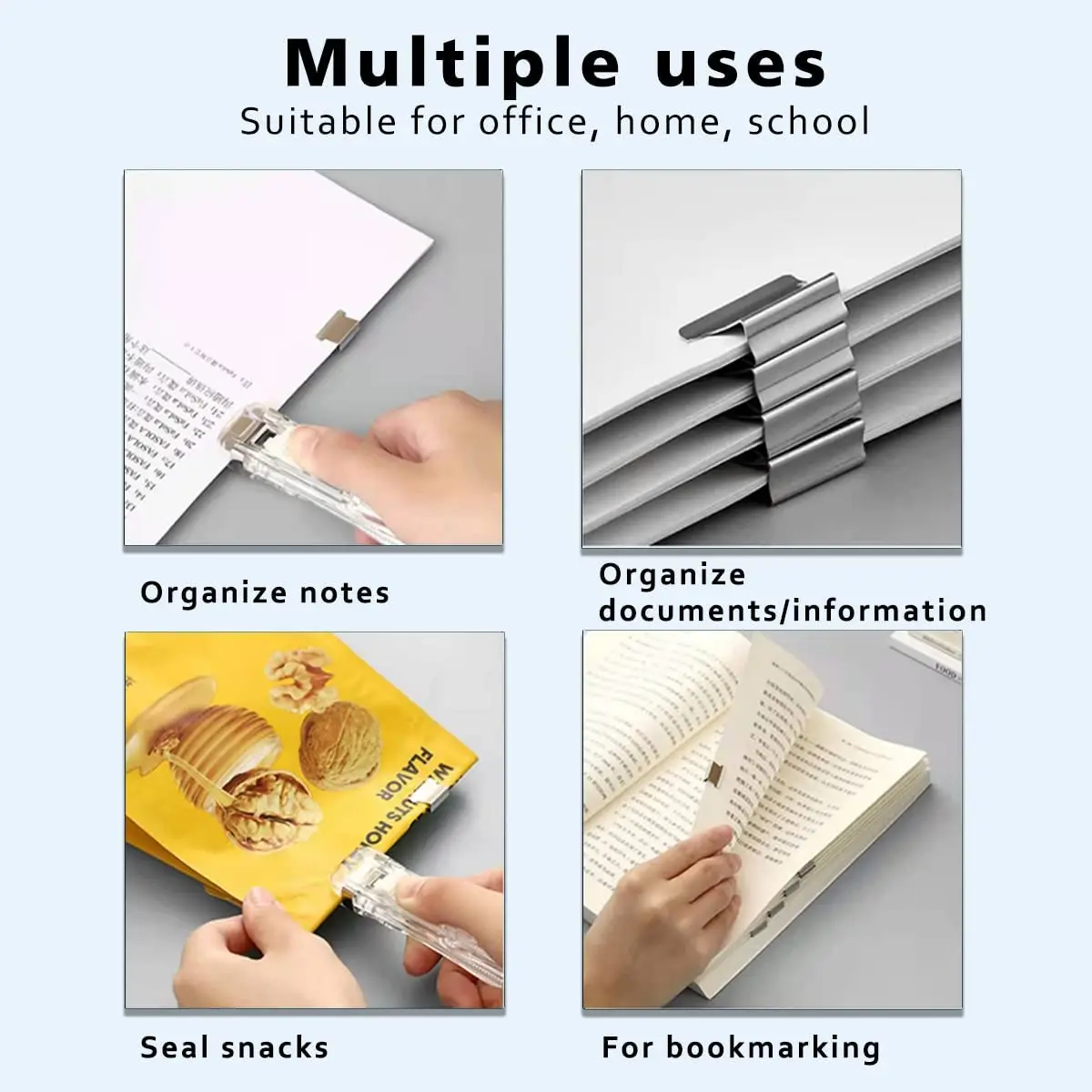 50pcs Paper Pusher Clips Set Binder Clips Paper Clamps for Office School Document Organizer Portable Clip Stapler Not Harm Paper