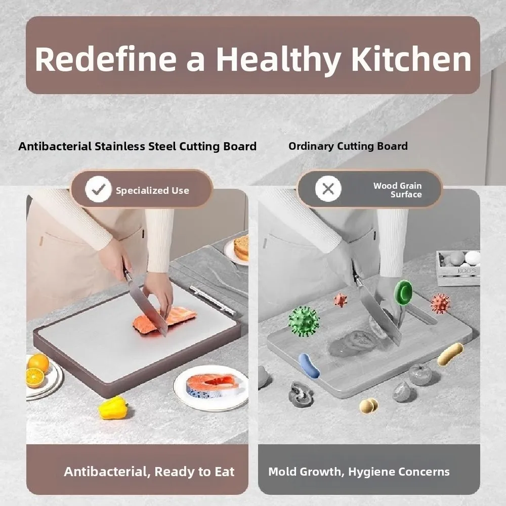 Anti-Bacterial Double-sided Cutting Board Anti-Slip Anti-Mold Wood Chopping Board Rust Proof with Handle