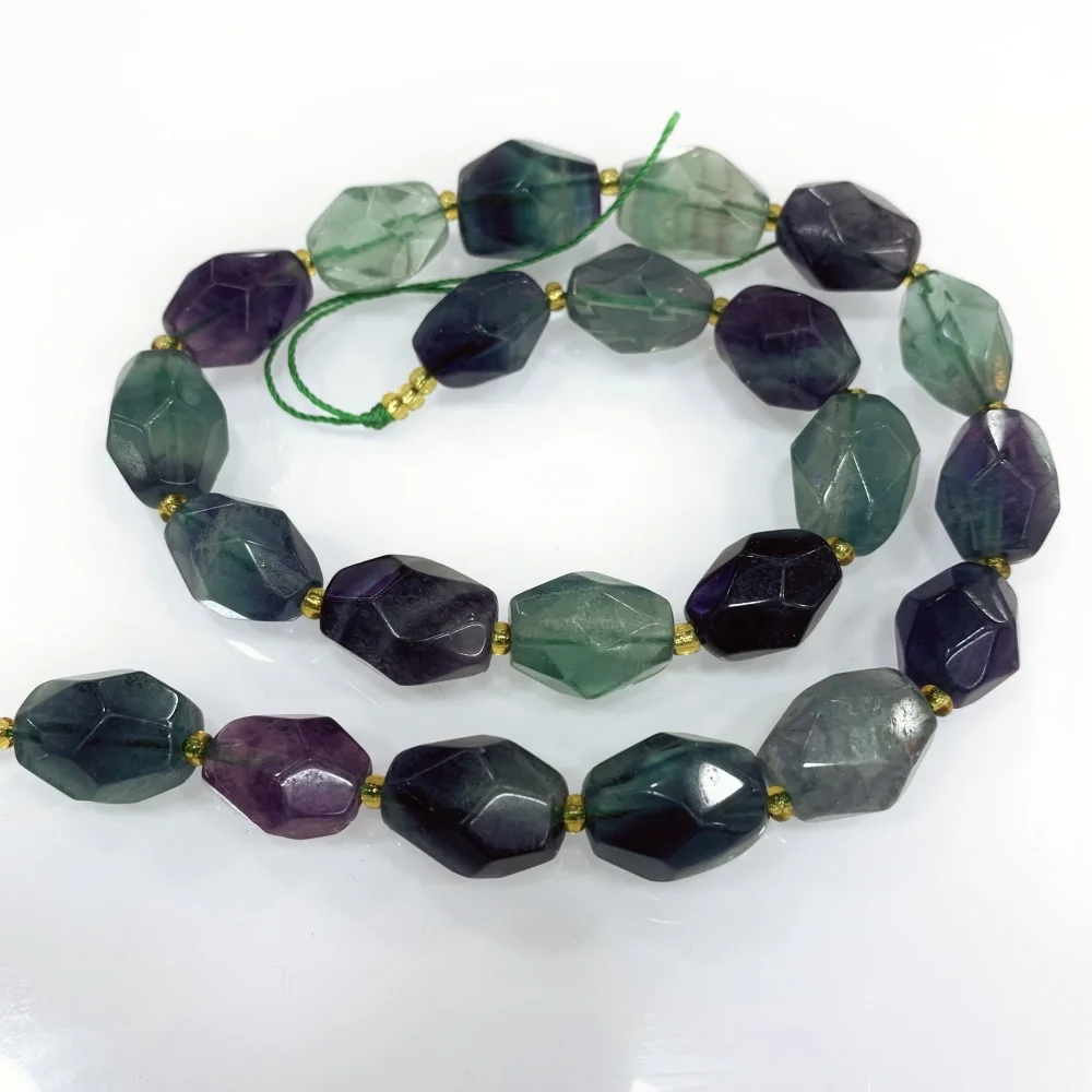 

Natural Colored Fluorite10x14mm Manual Cut Faceted Apatite amethyst IRREGULAR Loose Beads for Jewelry Making DIY Bracelet Neckla