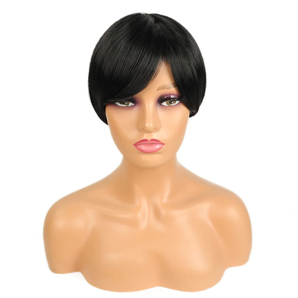 Wig Fashion Berbagai Gaya Pendek dan Panjang Sintetis Wig Rambut Pirang Merah Muda dan Hitam Cocok untuk Pakaian Sehari-hari Cosplay Halloween