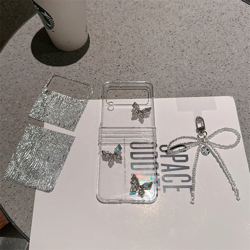 

Sparkling 3D Butterfly Creative for Samsung Galaxy Z Flip 7 6 5 4 Protective Back Cover for ZFlip5 ZFlip6 ZFlip7 Case Shell