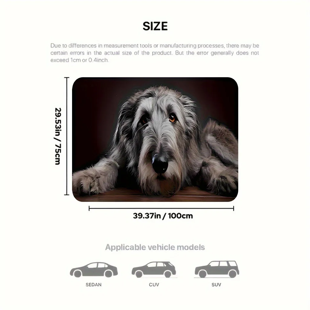 1pc Printed Longhaired Pointer Pattern Gray Car Trunk Mat Luggage Mat - Non-Slip Backing, Suitable For SUVs, Sedans, Trucks - Ca