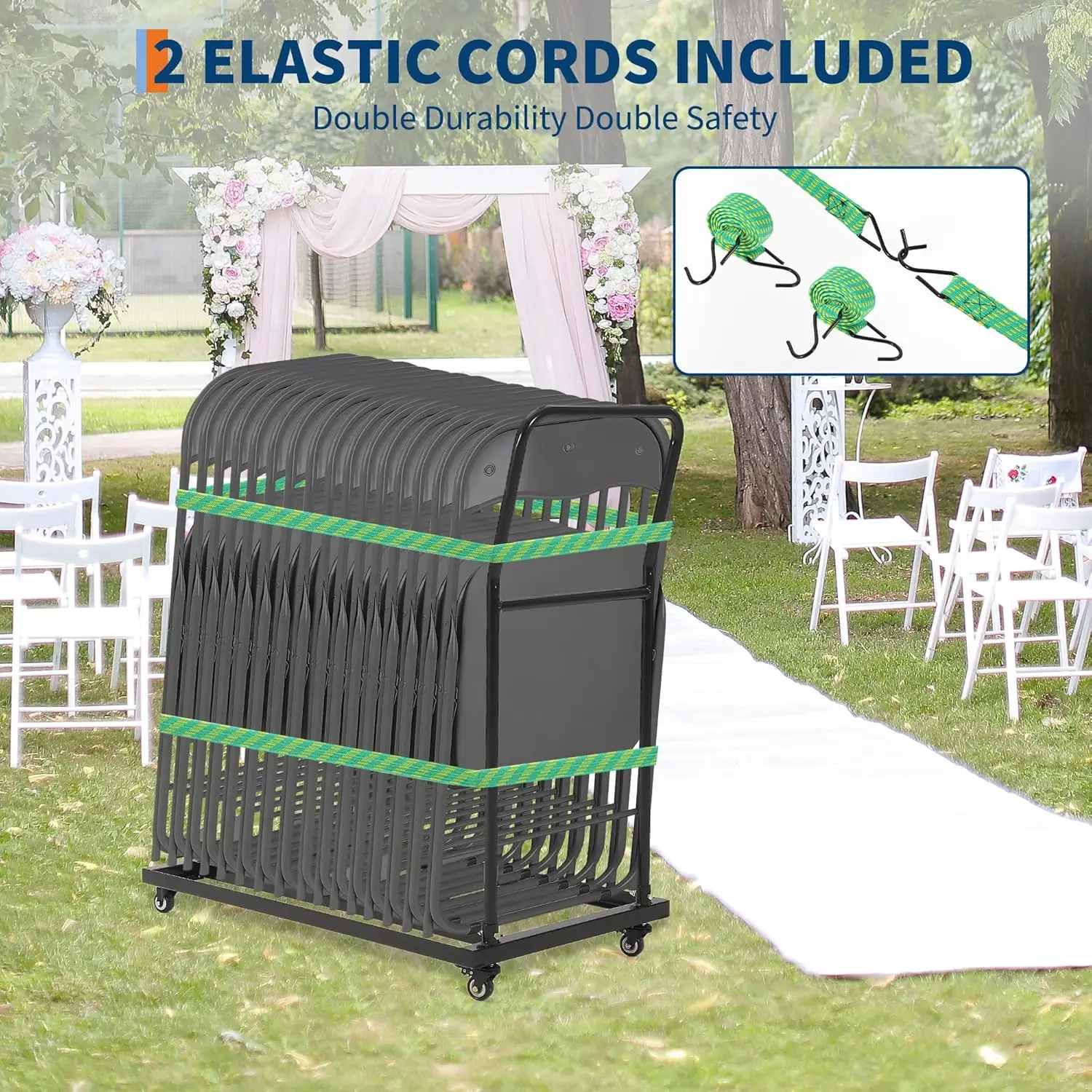 Folding Chair Rack for 25 Chairs, 300 LBS Capacity,L-Shape Vertical,Folding Chair Cart ,Heavy-Duty Metal Chair Storage Dolly for Large Business Gatherings,Weddings and Diverse Events
