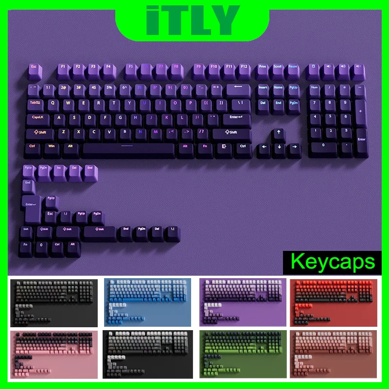 

134-клавишные колпачки для клавиш из ПБТ, колпачки для клавиш с верхней печатью, механические колпачки для клавиш с персонализированными полупрозрачными градиентными цветами, колпачки для клавиш