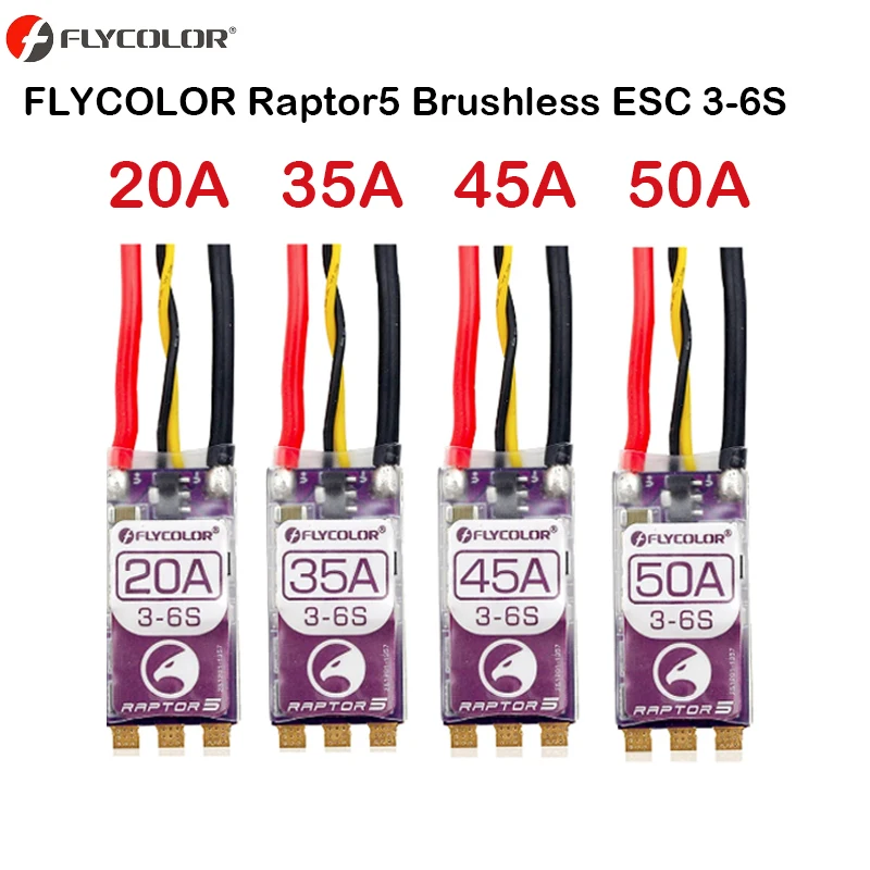 FLYCOLOR RAPTOR5 35A 45A 50A BLHeli-32 ESC 3-6S Brushless Speed Controller Dshot Proshot for RC FPV Racing Drone Multi-Rotor