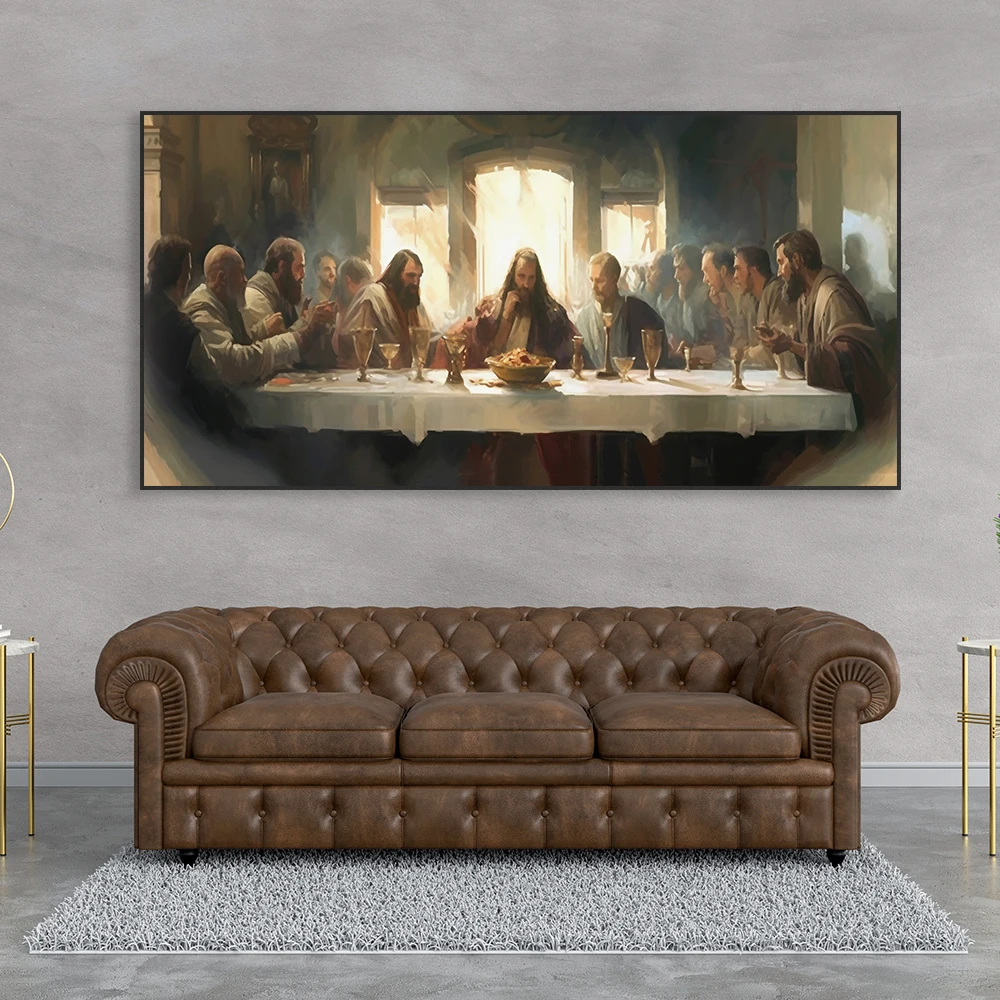 Jesus Last Supper Poster Classical Oil Painting Prints Christ Portrait Large Canvas Painting Jesus Watercolor Picture Home Decor