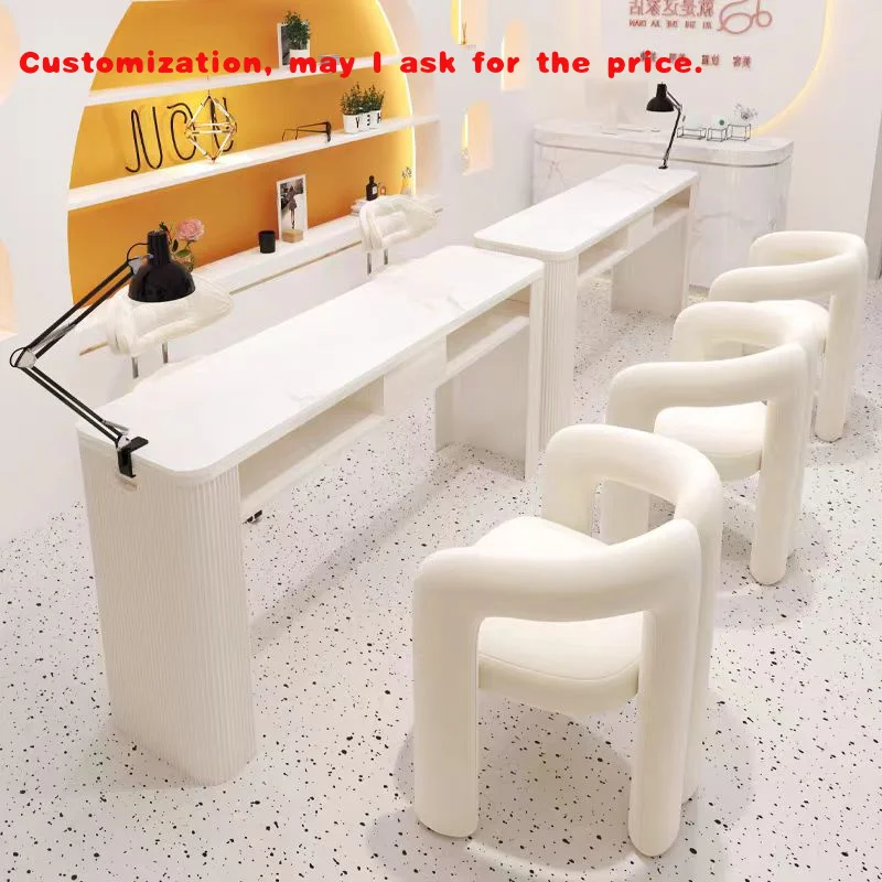 

custom.YS-0682N Modern Light Luxury Professional Wood Nail Table Home Living Room and Mall Use with Dust Collector Salon Furnitu