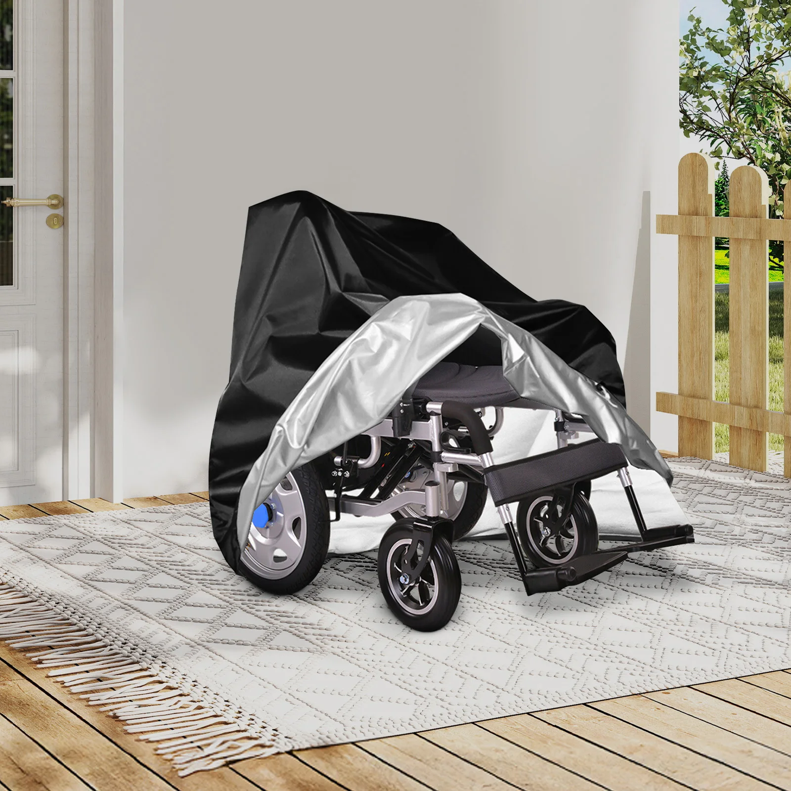 

Waterproof & Dustproof Wheelchair Cover Mobility Scooter Storage Cover Prevent Rain, Wind, Dust, Sun, UV for Indoor, Outdoor Use