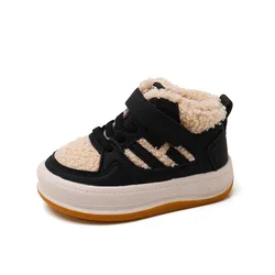 Zapatos de algodón para niñas, zapatos antideslizantes gruesos de felpa para niños, zapatos deportivos cálidos para niños, zapatillas de invierno suaves y cómodas para bebés