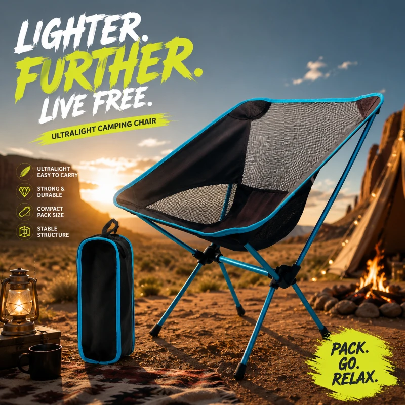 Detachable Ultralight Outdoor Seat, Foldable Chair with Extra Extended Surface for Camping and Fishing Use