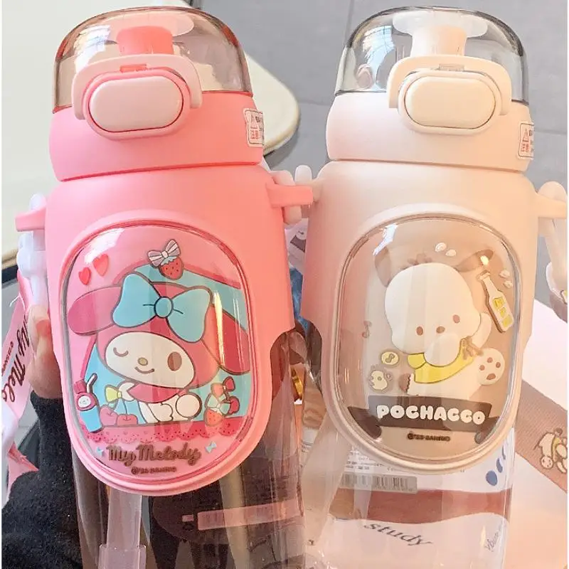 Sanrios Hellokitty Water Cup Straw Cup Kuromi Coffee Cup Milk Cup Pochacco Mixing Cup Cute Couple Anime Kids Portable Travel Cup