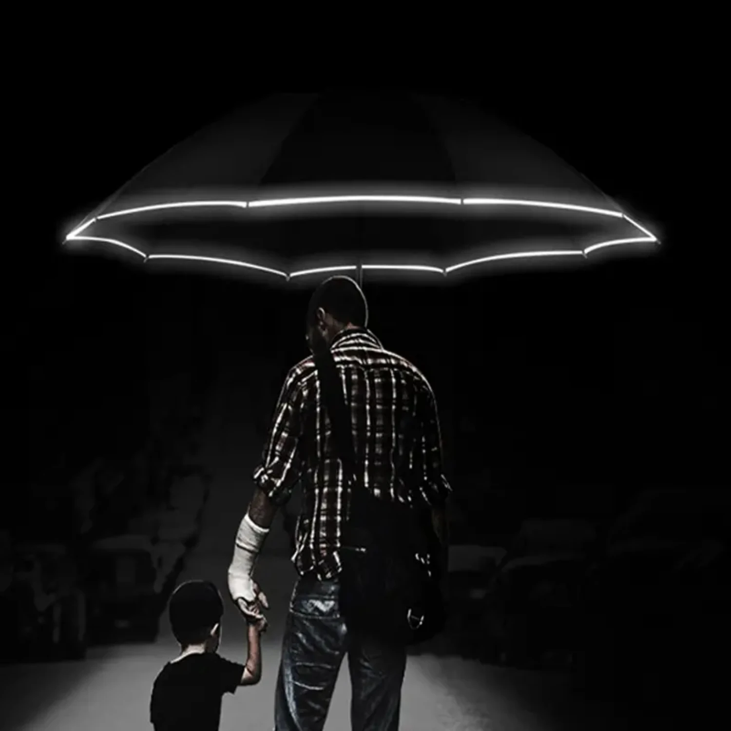 

Стильный и модный портативный водонепроницаемый полностью автоматический компактный светоотражающий универсальный складной деловой зонт - идеально подходит для