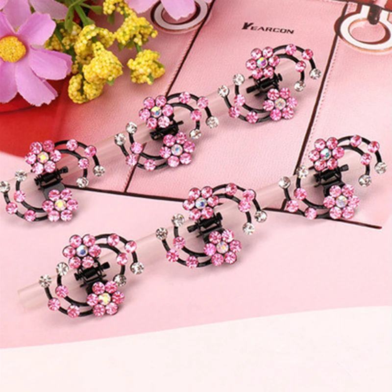 6PCS/1 Pack Wedding Bridal Hair Claws Women Mini Headwear Rhinestone Snowflake Hair Clips Flower Hair Pins Hair Accessories