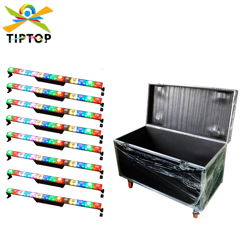 

8IN1 Flightcase Pack 14x3W COB Led Wall Washer Light White Beam Lens 56x0.2W 5050 SMD RGB 3IN1 Individual Control 6/8/12/60CH