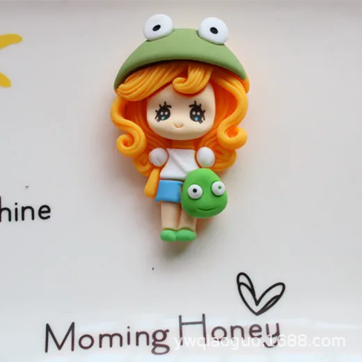 Cartoon Fridge Magnet Cute Little Girl Resin Refrigerator Magnets Lovely Princess Wearing A Hat Magnet Home Decor Accessories