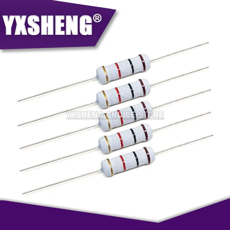 20PCS 2W 5% Carbon Film Resistor 2.2R 10R 22R 47R 51R 100R 150R 470R 1K 4.7K 10K 47K 1 2.2 10 22 47 51 100 150 470 Ohm 0.1R~4.7M