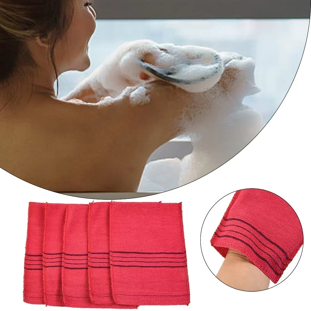 Toalla exfoliante de doble cara para adultos, paño de baño coreano de 5 piezas, portátil, cepillo de grano grueso