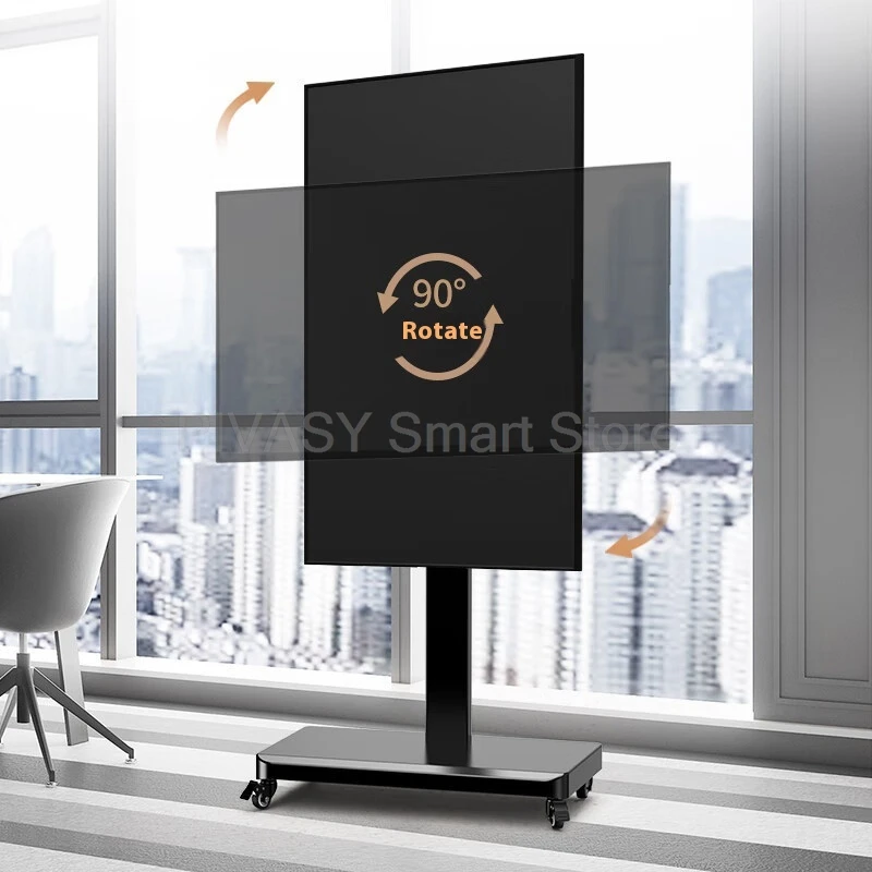 Supporto TV mobile universale con ruote 10 - 43 pollici Compatibilità 90 °   Carrello con rotelle regolabile in altezza con rotazione per lo streaming live