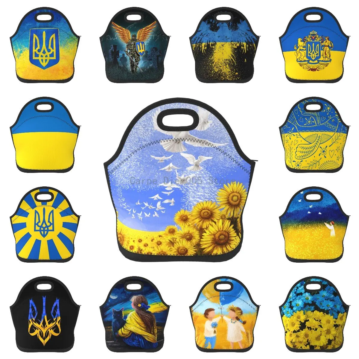 Ukraine Flag Neoprene Lunch Bag/Lunch Box/Lunch Tote/Picnic Bags Insulated Cooler Travel Organizer School Work Office