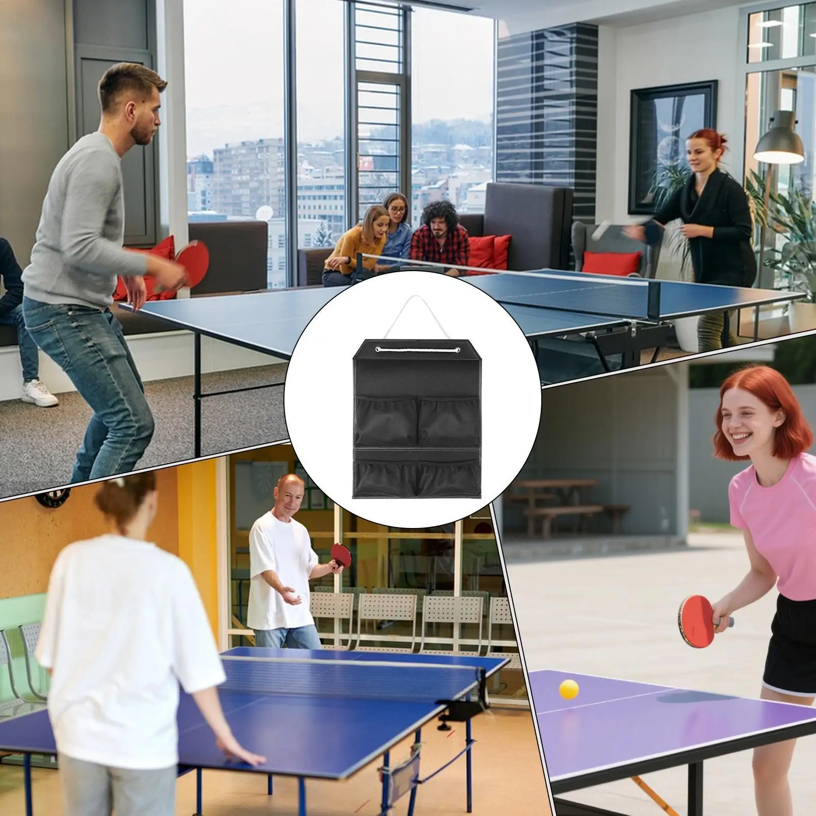 

Настенное хранилище для настольного тенниса, 4 кармана, стойка для настольного тенниса, спортивный держатель для мяча, карман для дома, тренажерного зала, тренировок, упражнений
