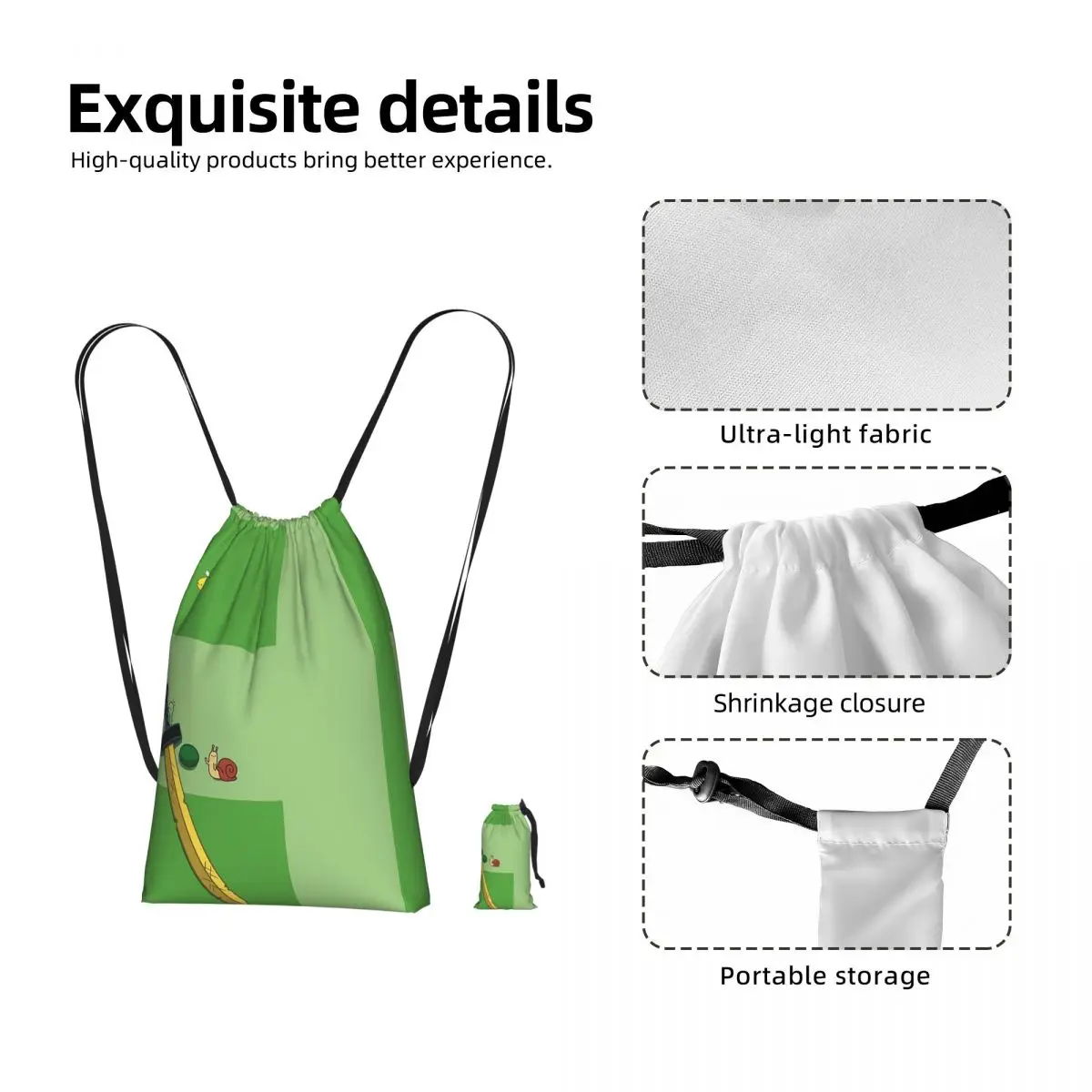 Finn The Human Adventurer Drawstring Backpack hiking cycling Bag Lightweight Foldable Storage Drawstring Bag for Men Women
