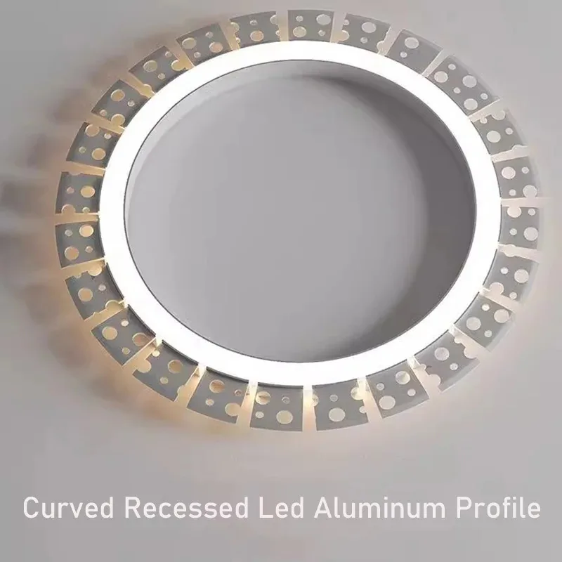 Arc DIY Aluminum Profile Curved Line Light Ceiling Boundless Embedded CS Shape LED Drywall Channel Bending Linear Bar Strip Lamp