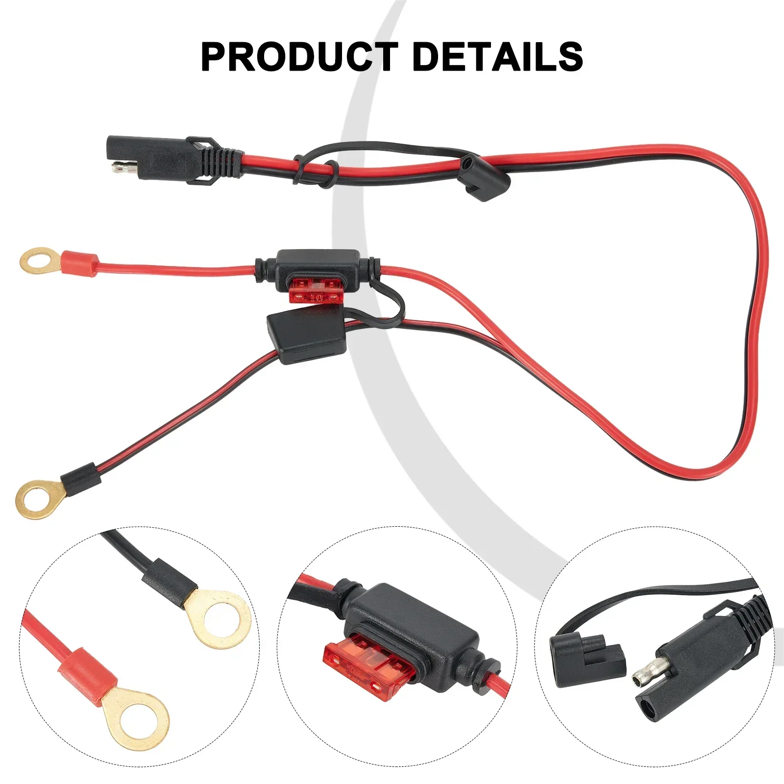 

1PC SAE Terminal Battery Power Cable Motorcycle Cord Cable Harness Wire Extension 60CM 12-24V 2 Feet 18AWG Electrical Terminals